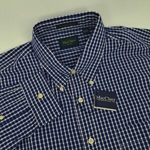MacCluer Button Down Shirt Mens L Cotton Blue White Gingham Ranger Poplin NWT